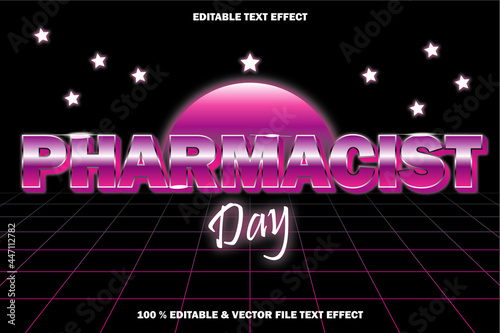 pharmacist day editable text effect retro style