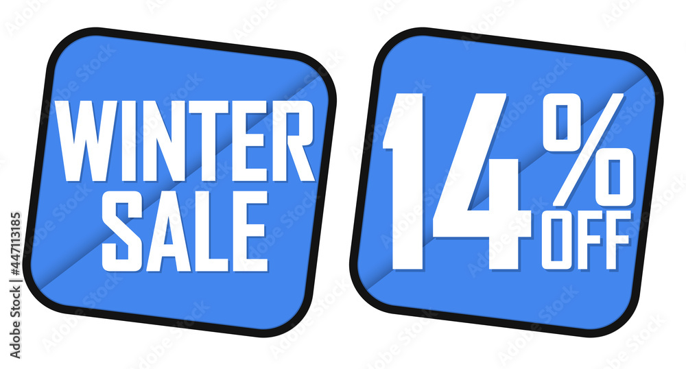 Winter Sale, 14% off, banners design template, discount tags, vector illustration Winter Sale, 14% off, banners design template, discount tags, vector illustration