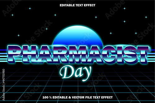 pharmacist day editable text effect retro style