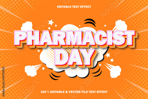 pharmacist day editable text effect emboss cartoon comic