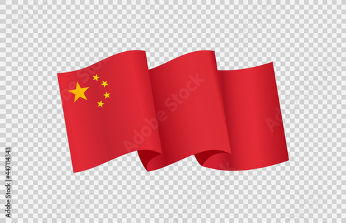 Waving flag of  China isolated  on png or transparent  background,Symbol of  China,template for banner,card,advertising ,promote, TV commercial, ads, web, vector illustration