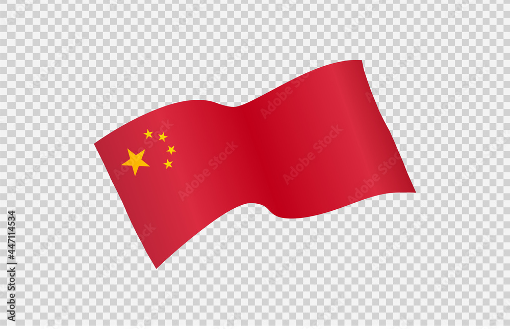 Waving flag of  China isolated  on png or transparent  background,Symbol of  China,template for banner,card,advertising ,promote, TV commercial, ads, web, vector illustration