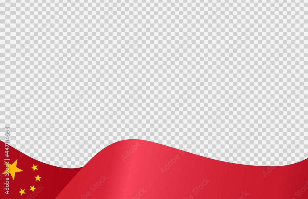 Obraz premium Waving flag of China isolated on png or transparent background,Symbol of China,template for banner,card,advertising ,promote, TV commercial, ads, web, vector illustration