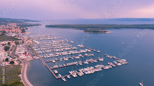 Drone view of the pier in Punat, Croatia photo