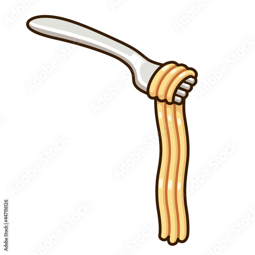 Cartoon spaghetti on fork