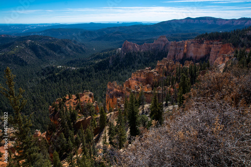 Amazing perspective view from The Farview point in the Bryce Canyon