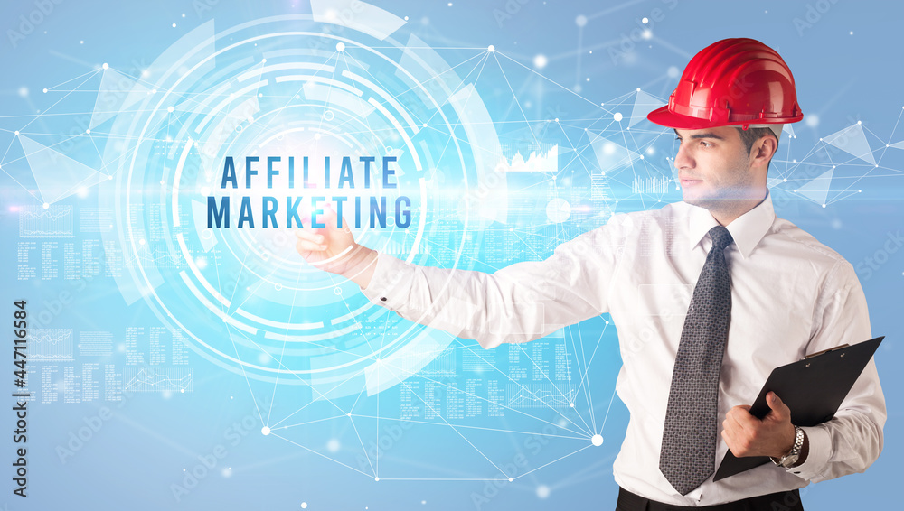 Handsome businessman with helmet drawing Handsome businessman with helmet drawing