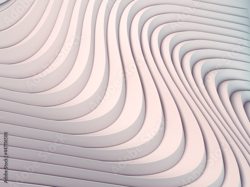 Abstract white waves and lines pattern. Futuristic background. 3d rendering