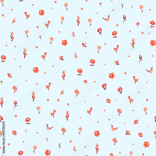 Seamless floral summer background. Vector meadow cute flowers