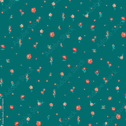 Seamless floral summer background. Vector meadow cute flowers