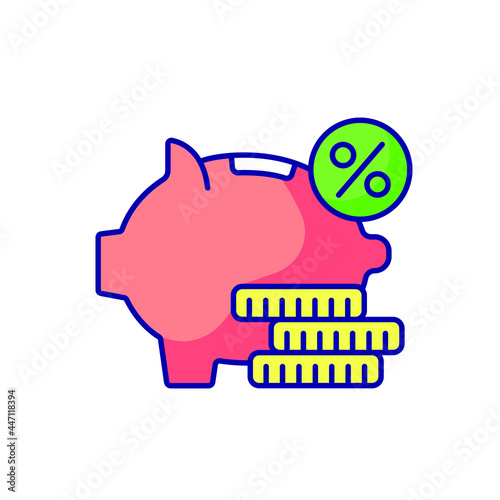 Piggy bank with coins RBG color line icon. Taxation. Thin line vector illustration.
