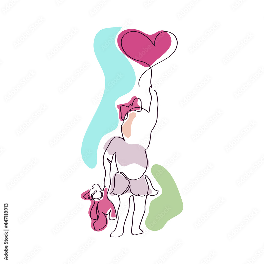 The figure shows a child and a teddy bear on a white background The figure shows a child and a teddy bear on a white background