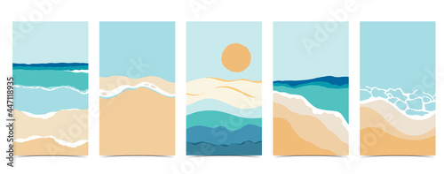 beach background for social media.Set of instagram story with sky,sand,sun © piixypeach