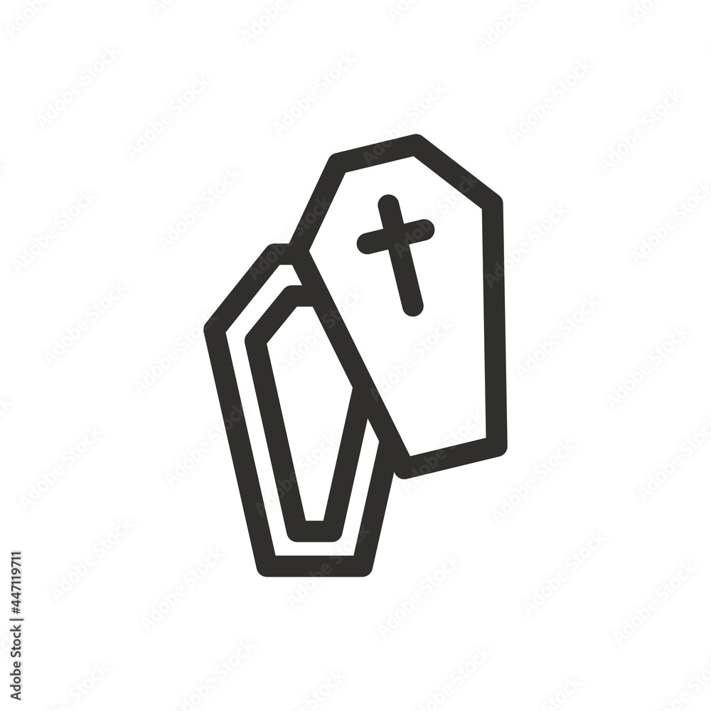 Obraz premium coffin vector icon, vector color line illustration