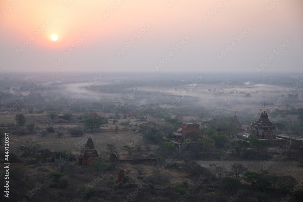 View of sunrise in Bagan, Myanmar