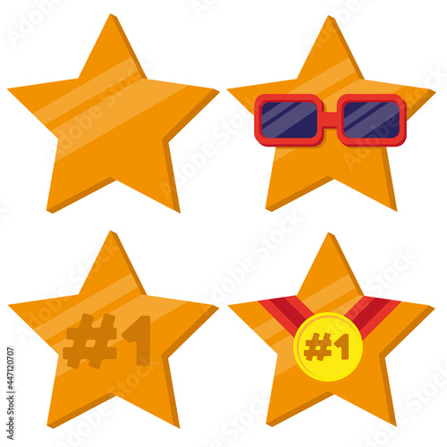 Stars 3D symbols  stars for winners  medals for winners  gold stars