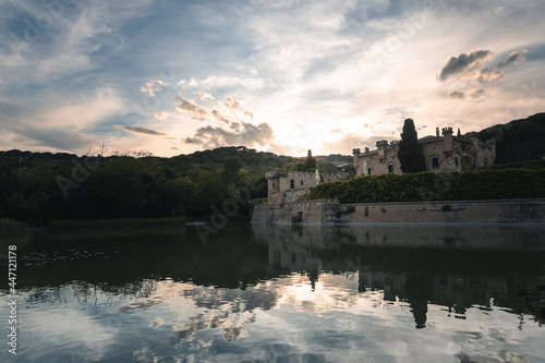 A lake, a castle and the sunset