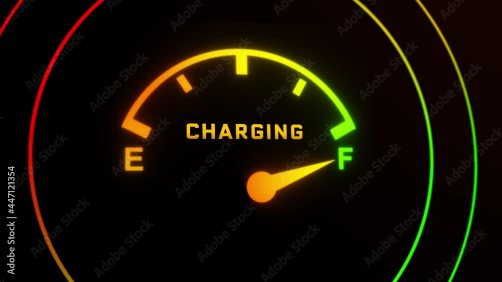 Electric Fuel Gauge Full Animation on Car Dashboard Empty Fuel to Full