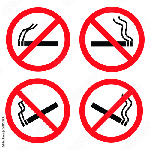 No smoking icons set flat design illustration