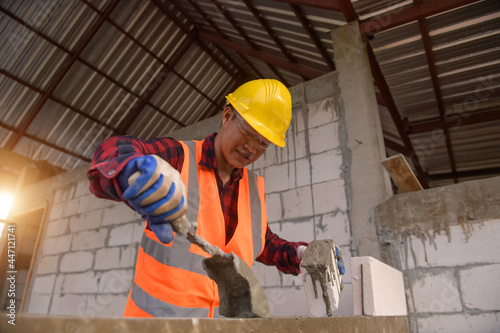 Construction mason worker bricklayer
