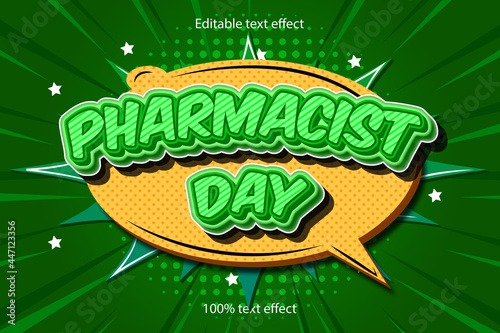 Pharmacist day editable text effect 3D emboss comic style