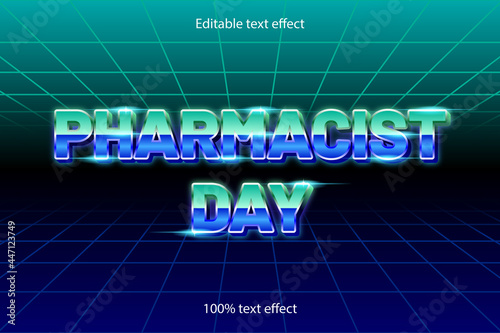 pharmacist day editable text effect retro style