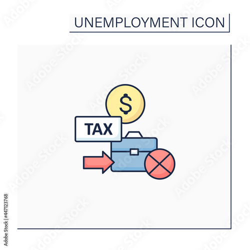 Unemployment tax color icon. Payroll tax used to fund unemployment benefits.Payment concept. Isolated vector illustration