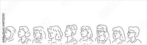 Hand-drawn group of different women.