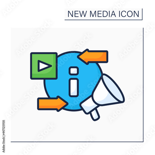 Information space color icon. Exchanging and promoting new content. Social media platform. New media concept. Isolated vector illustration