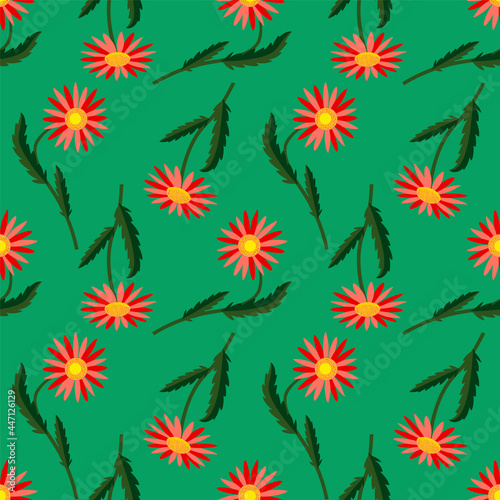 Camomile flowers seamless pattern, vector graphic.