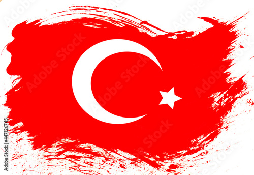 Turkish flag hand painted background red and white Turkey Turkiye photo