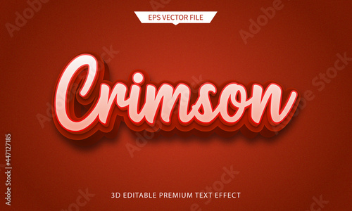 crimson red 3d editable text style effect