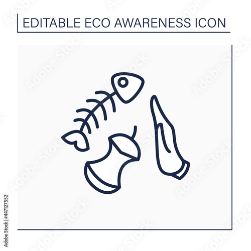 Waste material line icon. Excess food. Reducing wasted food. Eco awareness concept. Isolated vector illustration. Editable stroke