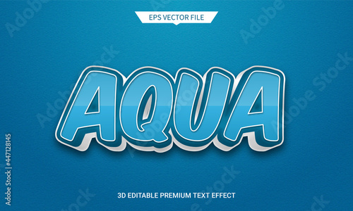 aqua blue navy color 3d editable text style effect