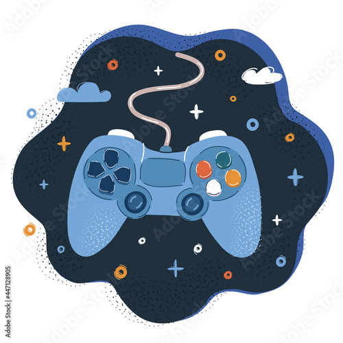 Vector illustration of Game controller over dark backround.