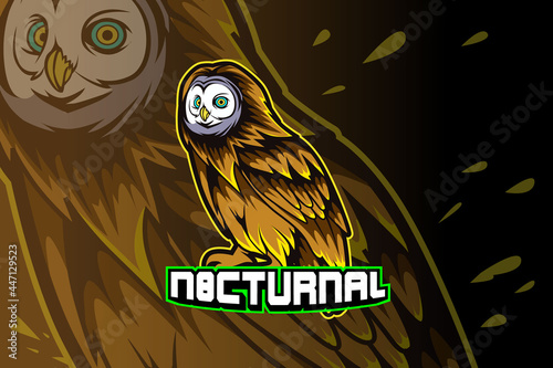 owl nocturnal mascot esport logo design