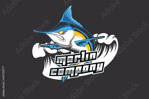 Fotografia marlin fish esport and sport mascot logo design in modern illustration concept
