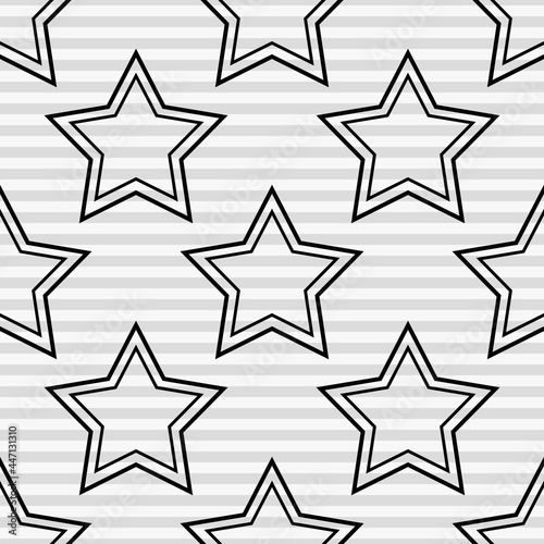 Simple empty stars and striped wallpaper. Vector repeated stars wallpaper.