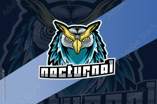 head owl nocturnal mascot for sports and esports logo isolated on dark background