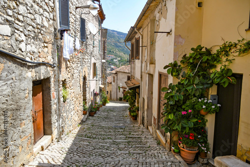 An alley in the medieval quarter of Maenza  a medieval town in the Lazio region. Italy.