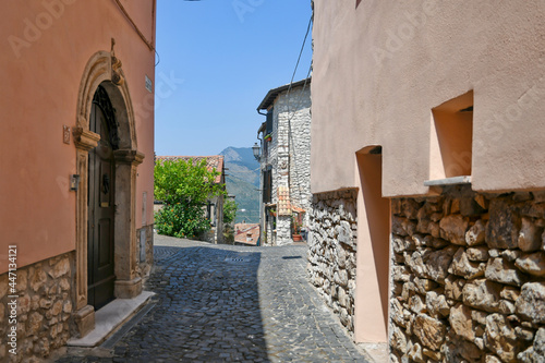 Maenza, Italy, July 24, 2021. A street in the historic center of a medieval town in the Lazio region. photo