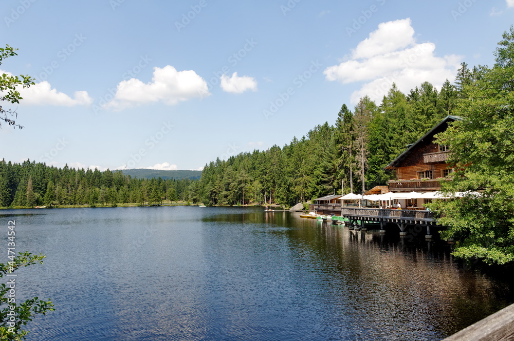 Am Fichtelsee mit Blick auf den Schneeberg im Fichtelgebirge