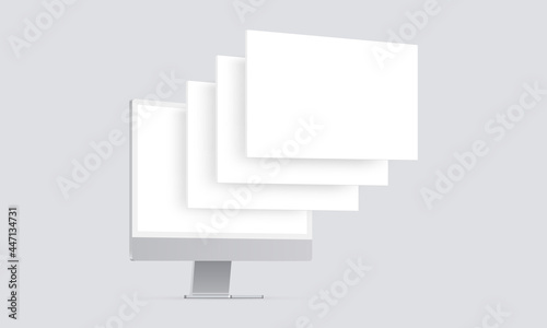 PC Mockup with Blank Web Pages. Concept for Showcasing Web Design Projects. Vector illustration