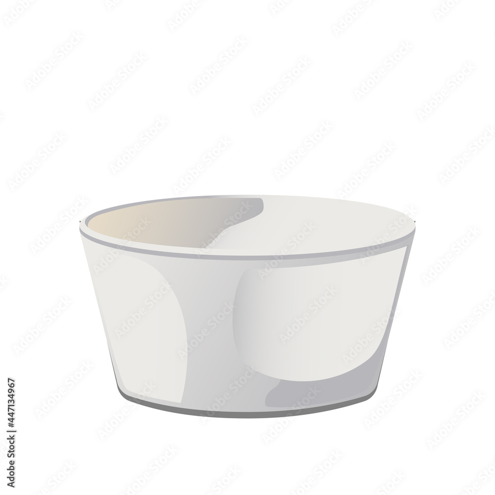 Empty ceramic sauce bowl in flat cartoon style. Vector illustration isolated on white background Empty ceramic sauce bowl in flat cartoon style. Vector illustration isolated on white background