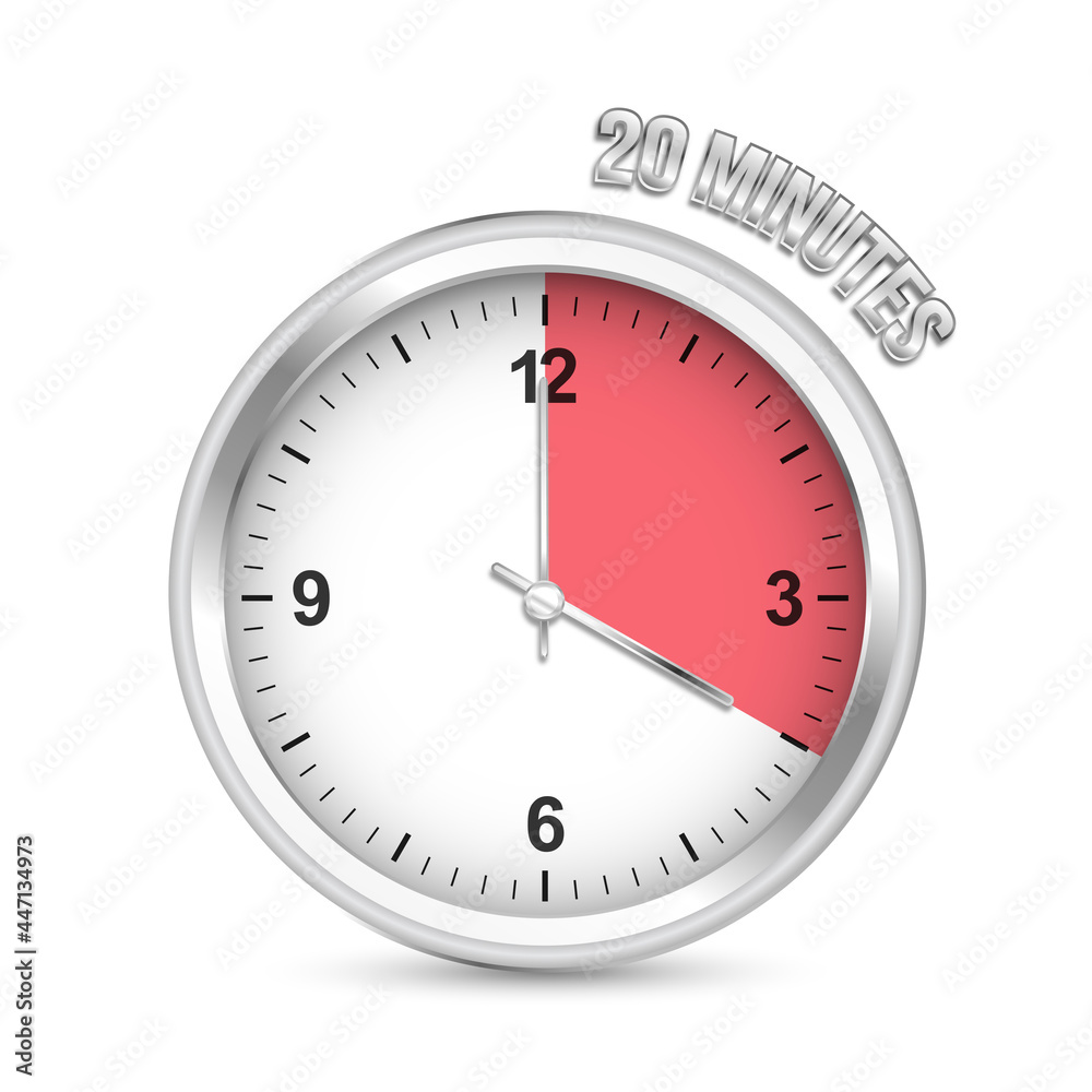 Vector timer. Silver watch 20 minutes. Vector timer. Silver watch 20 minutes.