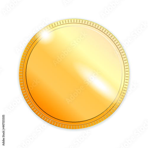 Empty golden coin sign isolated on a white background