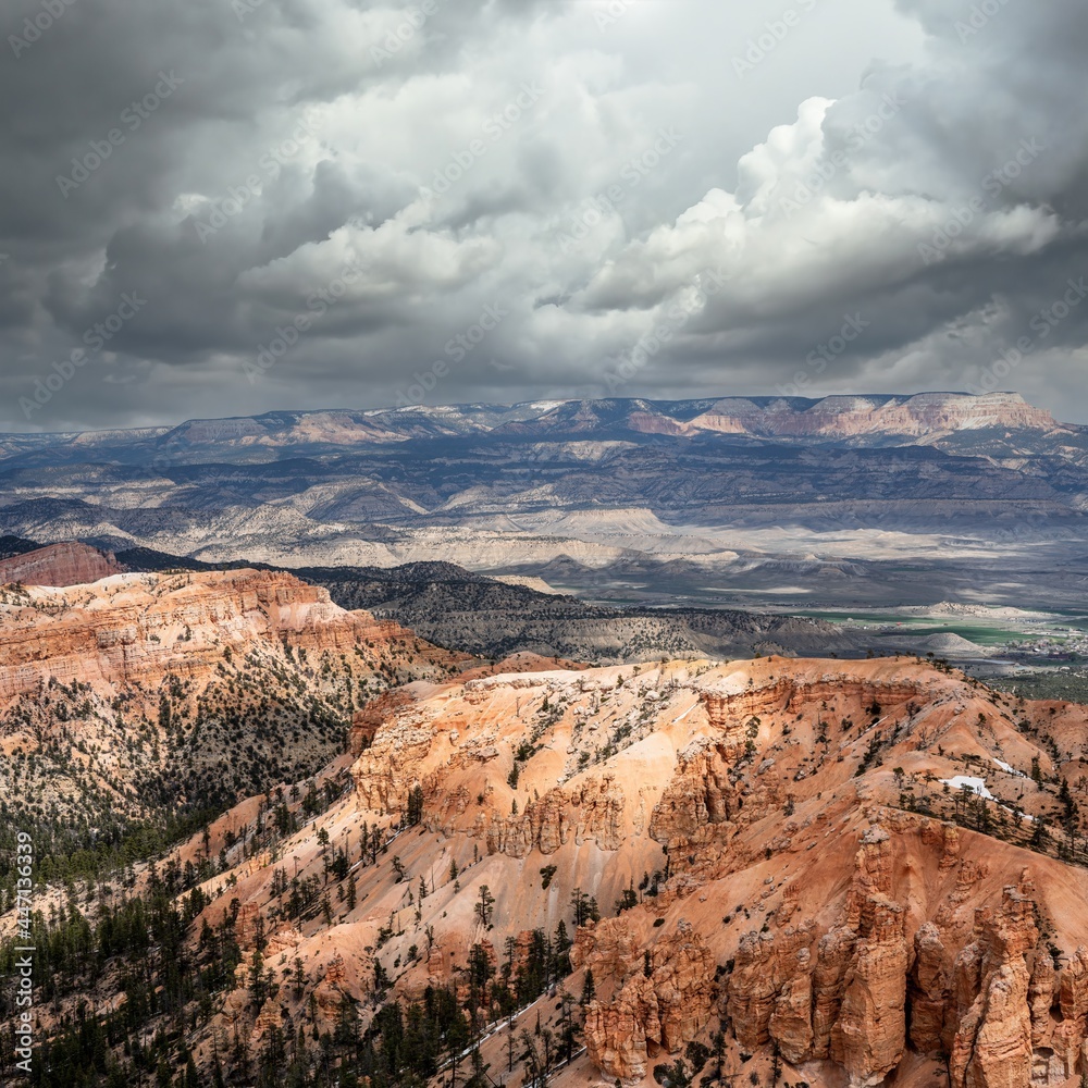 The storm rolls in during a hike through the terrain of Bryce Canyon in Utah, USA