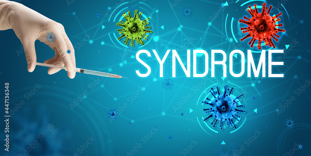 Syringe, medical injection in hand, coronavirus vaccine concept