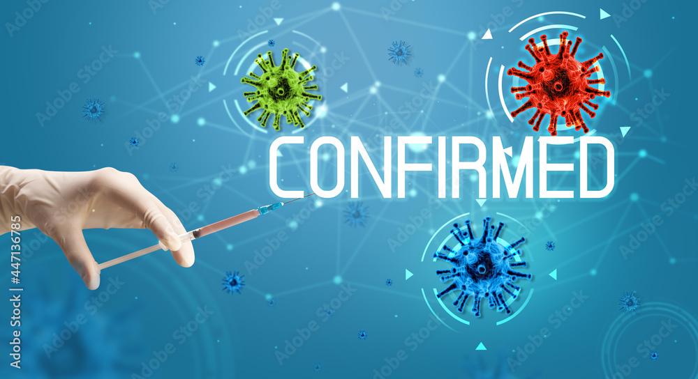 Syringe, medical injection in hand, coronavirus vaccine concept Syringe, medical injection in hand, coronavirus vaccine concept