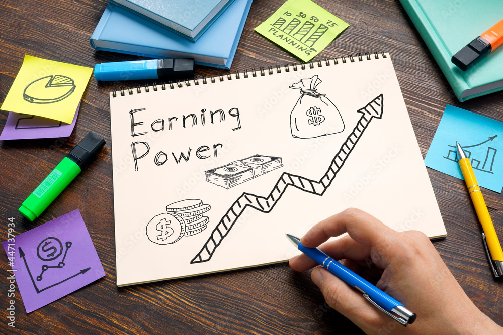Earning Power is shown on the business photo using the text Earning Power is shown on the business photo using the text